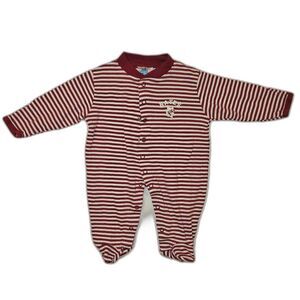 Bates College Baby Red and White Long Sleeve Footed Pajamas, Size 0-3 Months